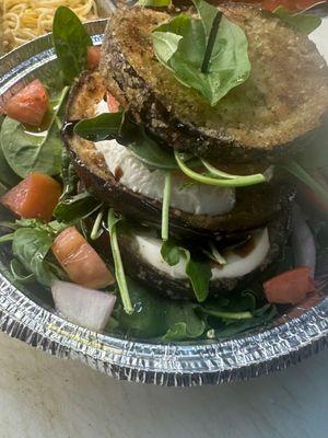 Summer Wind Eggplant ,Fresh Mozzarella, Arugula and tomatoes.