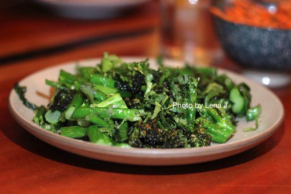 Crisp Broccolini in Fish Caramel ($13) - pretty good but pretty sweet. Broccolini, anchovy sauce caramel, walnuts, cilantro.