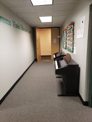 entrance hallway and practice pianos