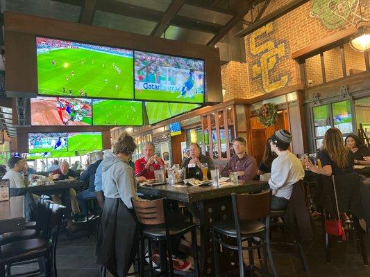 Only one person watching the other game all the tables around us were cheering for the USA game