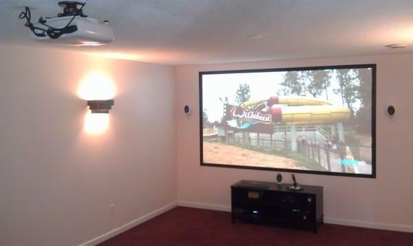 Home Theater room with 180" screen