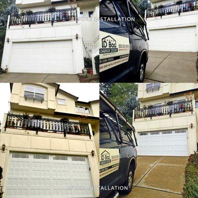 Before/After-Installation of Hillcrest 3000 Triple Layer Insulated Garage Door