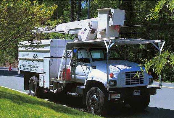 One of our bucket trucks that can reach 100 feet!