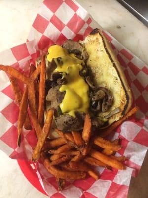 Philly Cheese Steak and Sweet Potato Fries