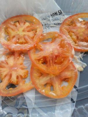 Raw tomatoes the restaurant claimed were lightly grilled.