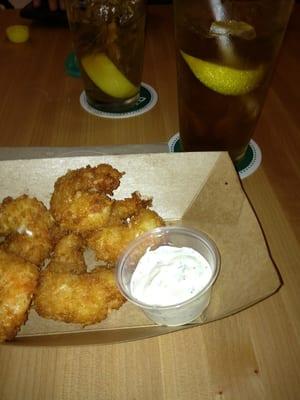 Coconut shrimp and l.i. Ice tea