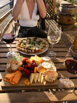 charcuterie & cheese board & wine