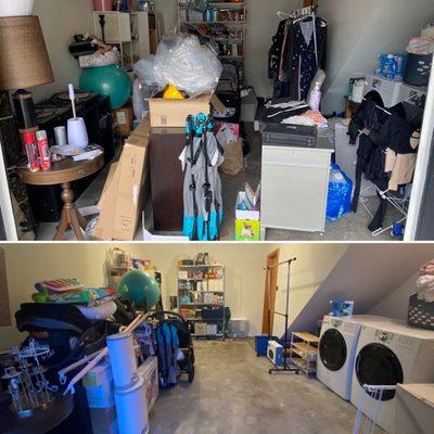 Garage reorganized, laundry station created, space cleared for new baby storage!