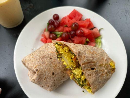 Scrambled tofu wrap