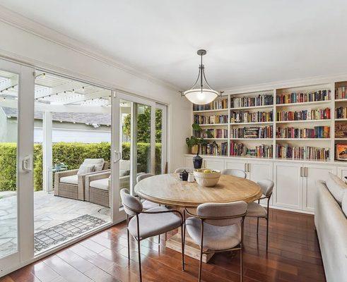 Burbank House for Sale | Built in bookshelves in open dining area | Top Realtors Kate Kennedy & Michelle Alderson