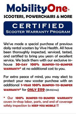 Warranty explanation on the previous daily rental scooters