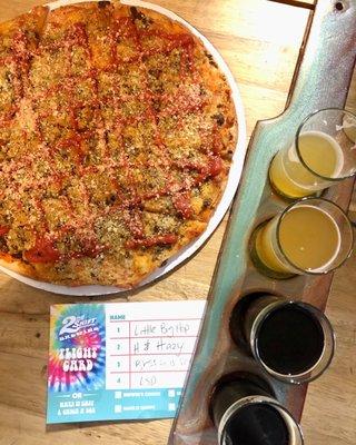 Toasted ravioli pizza, paired with beers from brewery