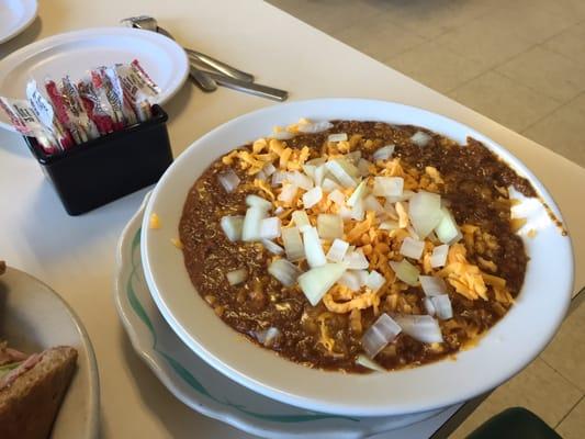 The most humongous chili I've ever had. And delicious! Thrilled!