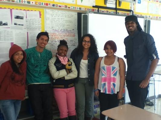 Tutor Marcus Miller with his SAT students at The Cinema School, Bronx, NY.