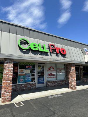 Storefront entrance and signage