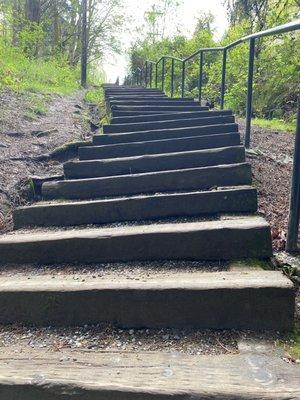 Pretty slanted stairs toward the bottom.