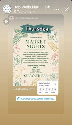 Thursday Market nights flyer