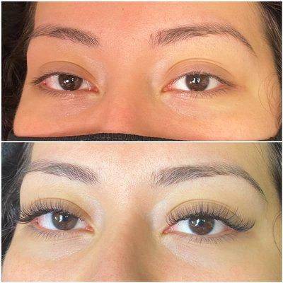 Light volume eyelash extensions.