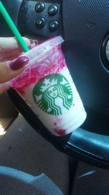 Prickly pear frapp....hmm kind of bland with a hint of sour. Could be better