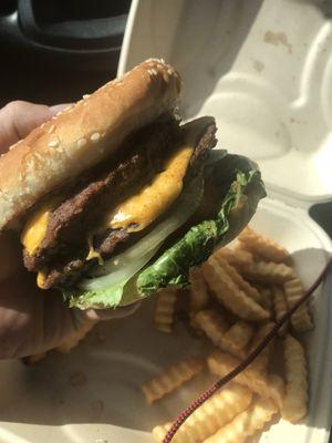 Double cheeseburger with everything