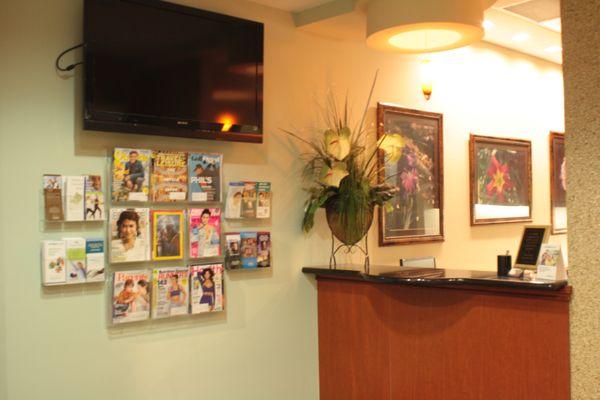 Our reception area offers a variety of up-to-date reading material