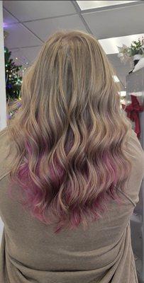 Fashion color underneath blonde colored hair