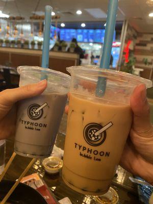 Taro Milk Tea and Original Milk Tea with boba