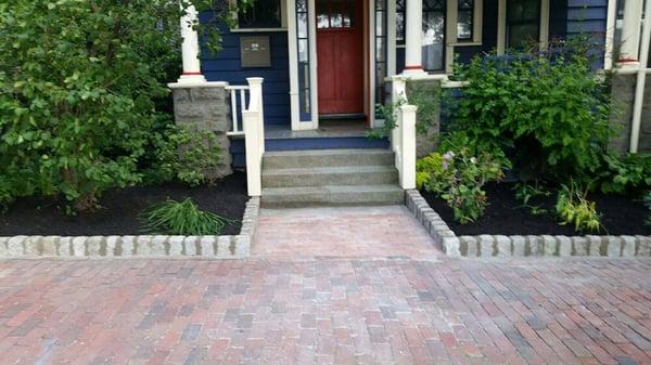 City hall paver walkway with cobblestone edge magazine Street Cambridge