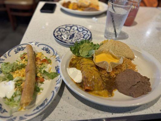 Spanish Flower dinner with taquito sub for tamale