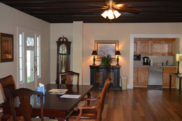 Reception room with kitchenette.