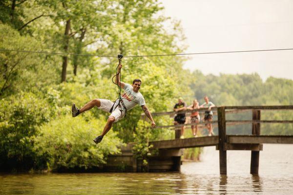 Ziplines up to 700 feet in length! Four over Lums Pond.