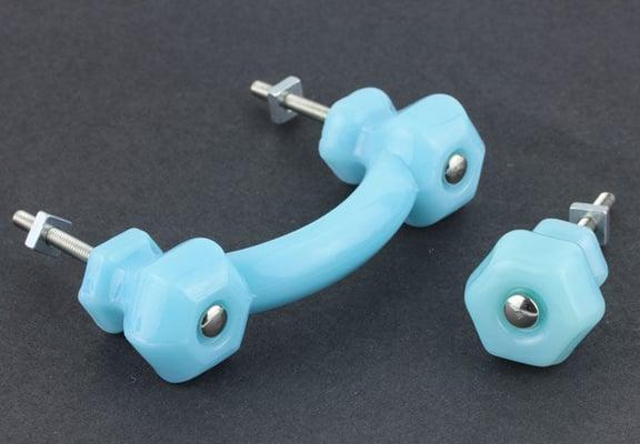 Milk Blue Glass Cabinet Hardware