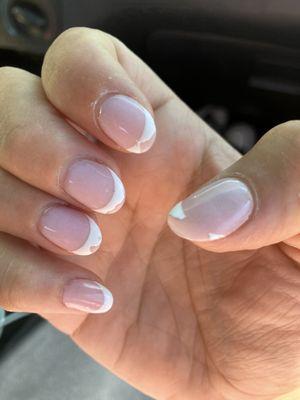 Paid $55 for a French manicure and dip powder. This is after 3 days of the manicure. The nail tech rushed through the service.