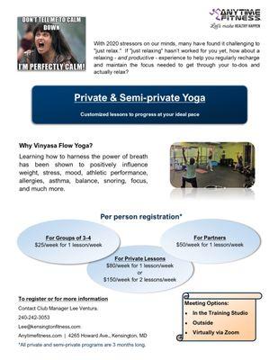 Private and Semi-private yoga to focus on your specific stress spots