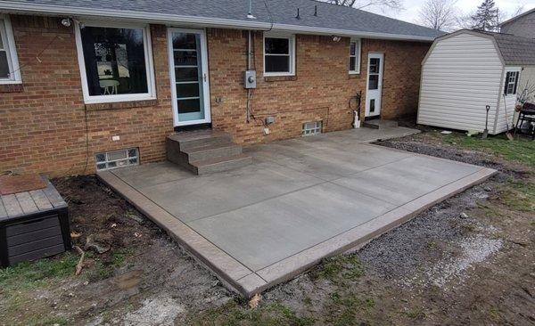 Concrete Patio Replacement with Stamped Edge and Steps