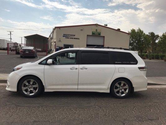 Thank You MOTION for ordering the tires for my Toyota Sienna SE and allowing for us to (finally) get home, SAFELY!