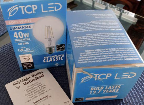 New LED replacement bulbs for our bathroom vanity.