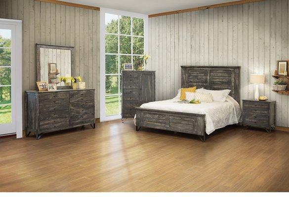 Moro collection hand rubbed gray finish.  Solid wood