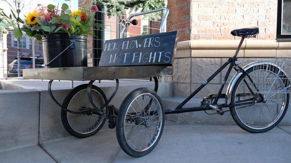 Flowers delivered by bike to the Anshutz campus.