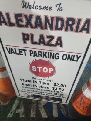 Valet parking sign