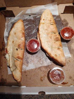 The saddest calzones, hardly more than breadsticks