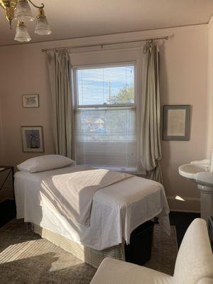 Treatment room overlooking the Everett Harbor and Marina