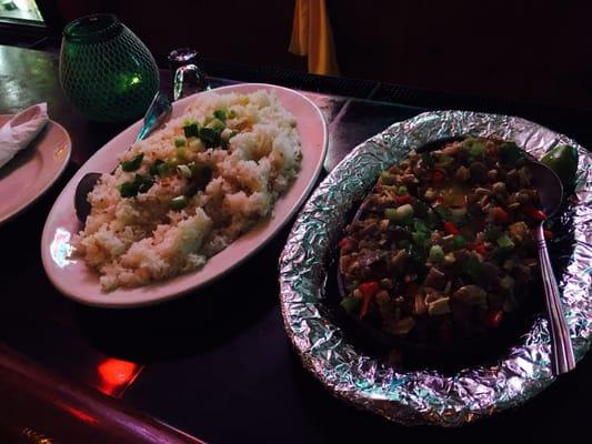 Garlic rice and sisig