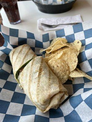 Apple, walnut chicken salad wrap.