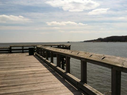 You can see the bridge when on the pier.