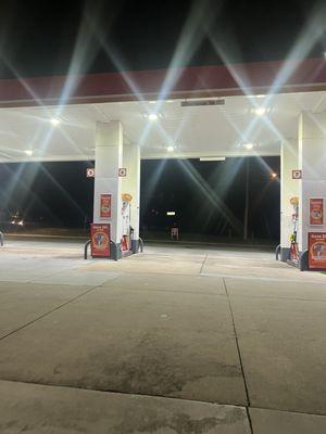 Gas station pumps