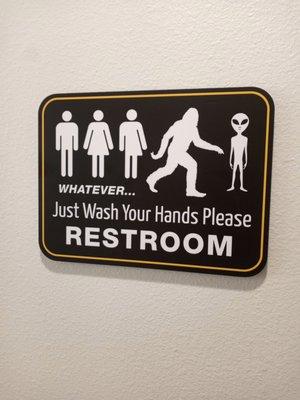 Silly restroom sign. Love it!