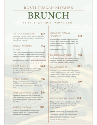 Join us on Saturday & Sunday from 9:30am to 2pm for brunch!