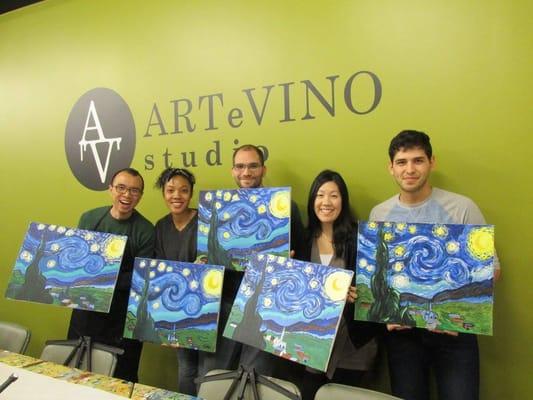 3 hour brunch class painting Starry Night