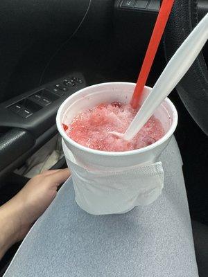 Been here a couple of times but it's always a hit or miss... I ordered a strawberry Raspado and this is what I got...